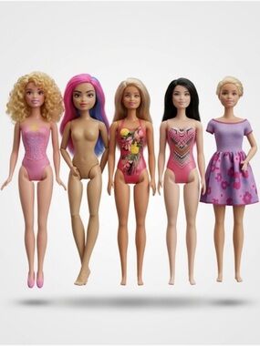 Assorted Pink Fashion Dolls - 5-Piece Set with FLAWS LOOK AT 2nd pic